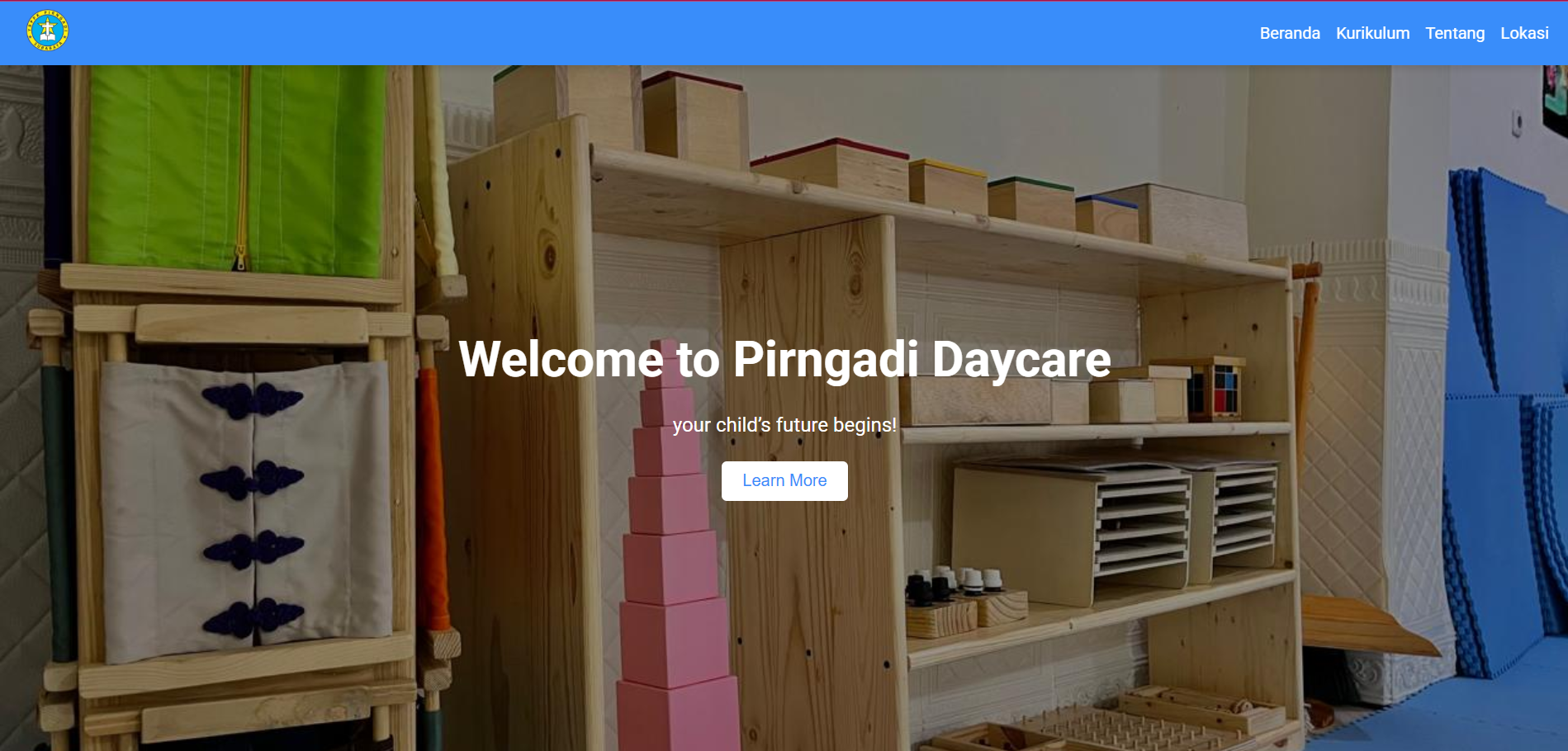 Tampilan website Pirngadi Daycare